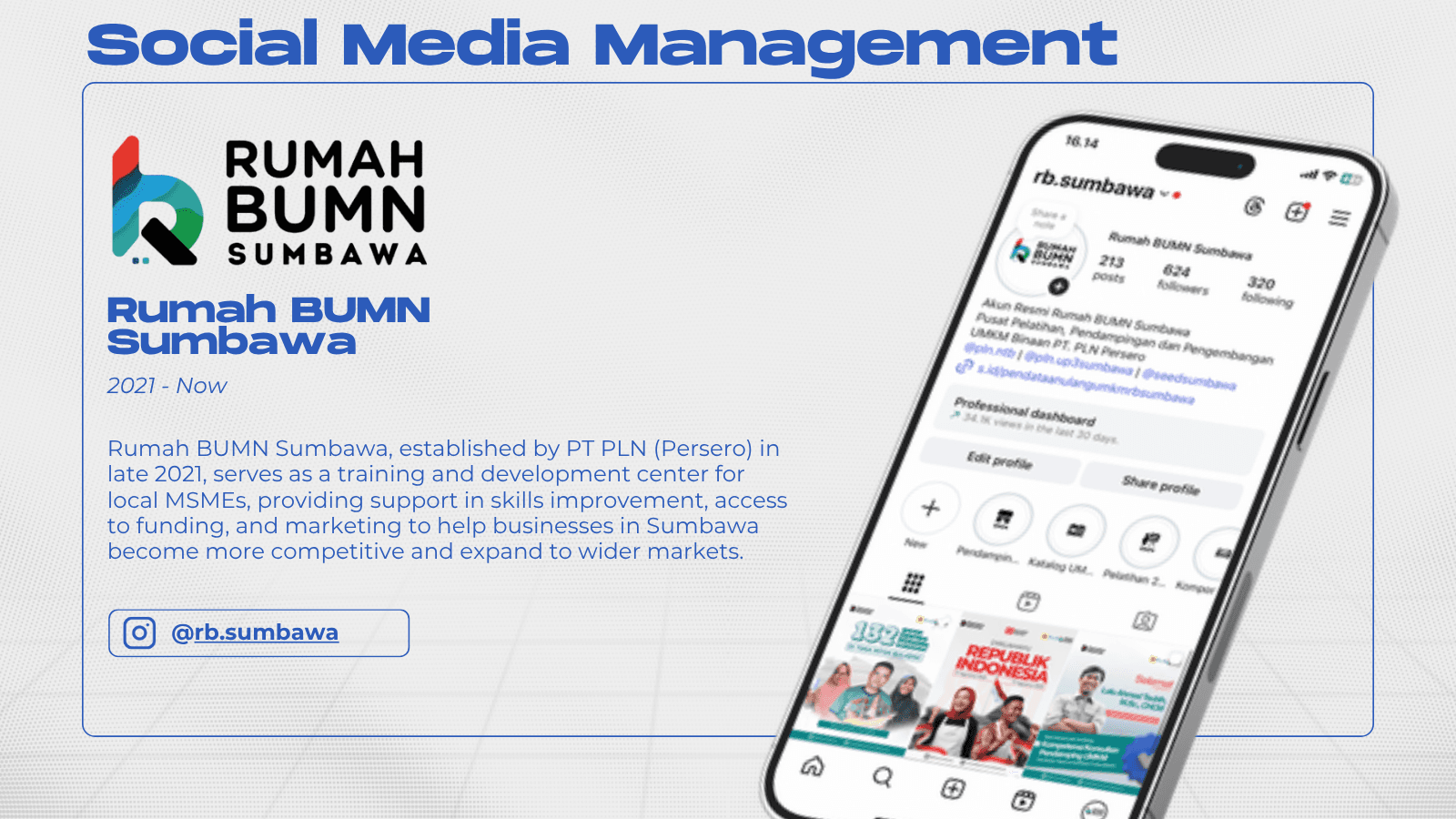 Social media management for Rumah BUMN Sumbawa Instagram