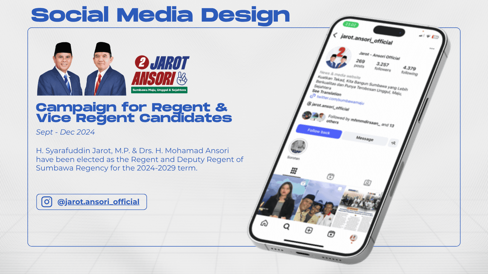 Campaign social media design for Regent and Vice Regent candidates Jarot-Ansori